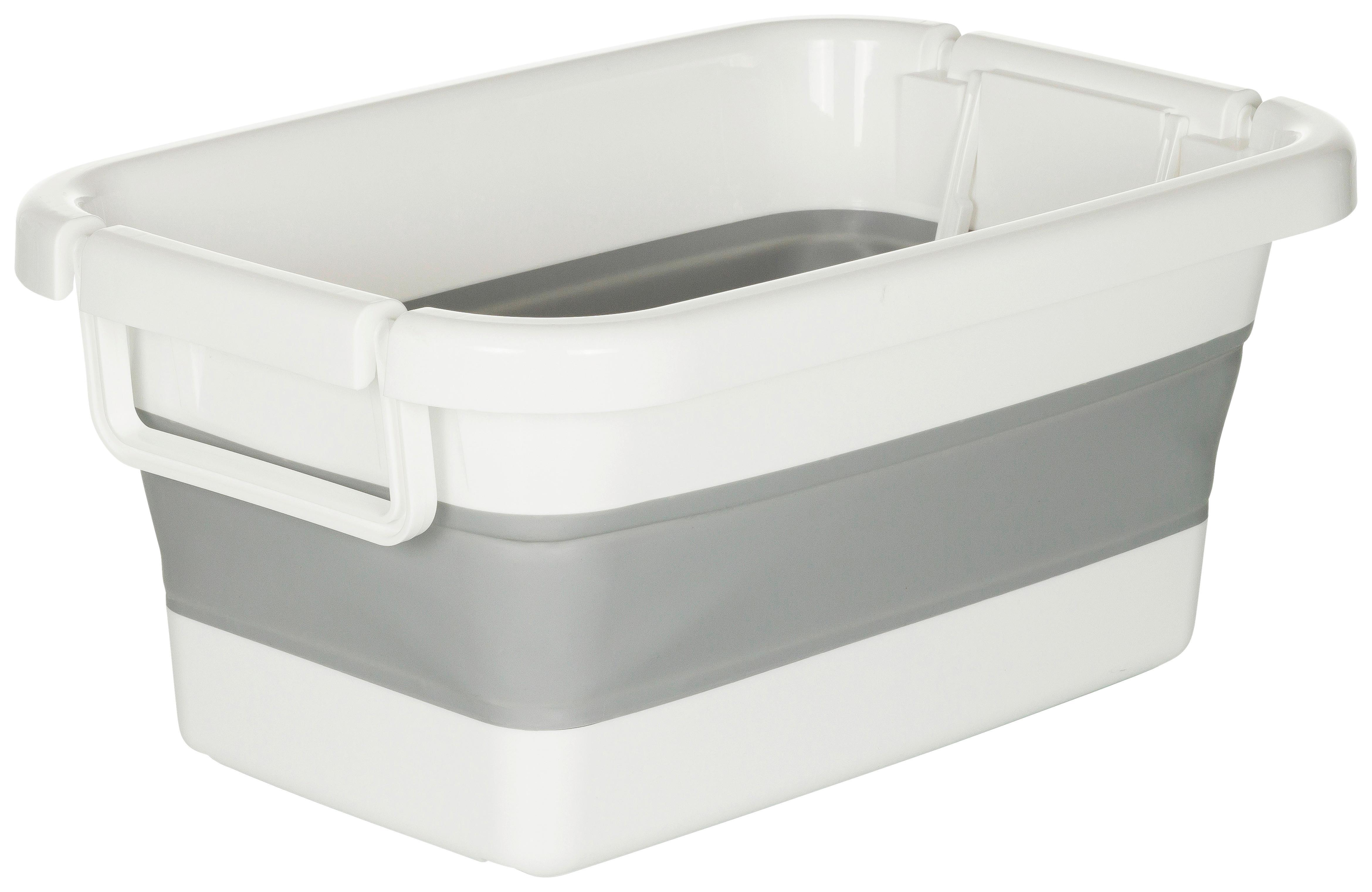 Univerzalna Košara Clean, Zložljiva, Bela, Siva - siva/bela, Basics, umetna masa (60/67/42cm) - MID.YOU