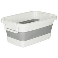 Univerzalna Košara Clean, Zložljiva, Bela, Siva - siva/bela, Basics, umetna masa (60/67/42cm) - MID.YOU