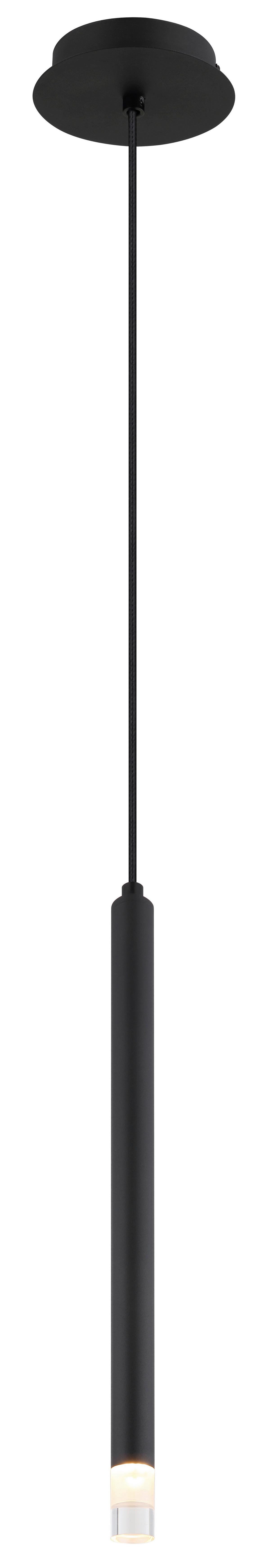 Hängeleuchte Blake Schwarz max. 4 Watt - Klar/Schwarz, Basics, Kunststoff/Textil (12/120cm) - Globo