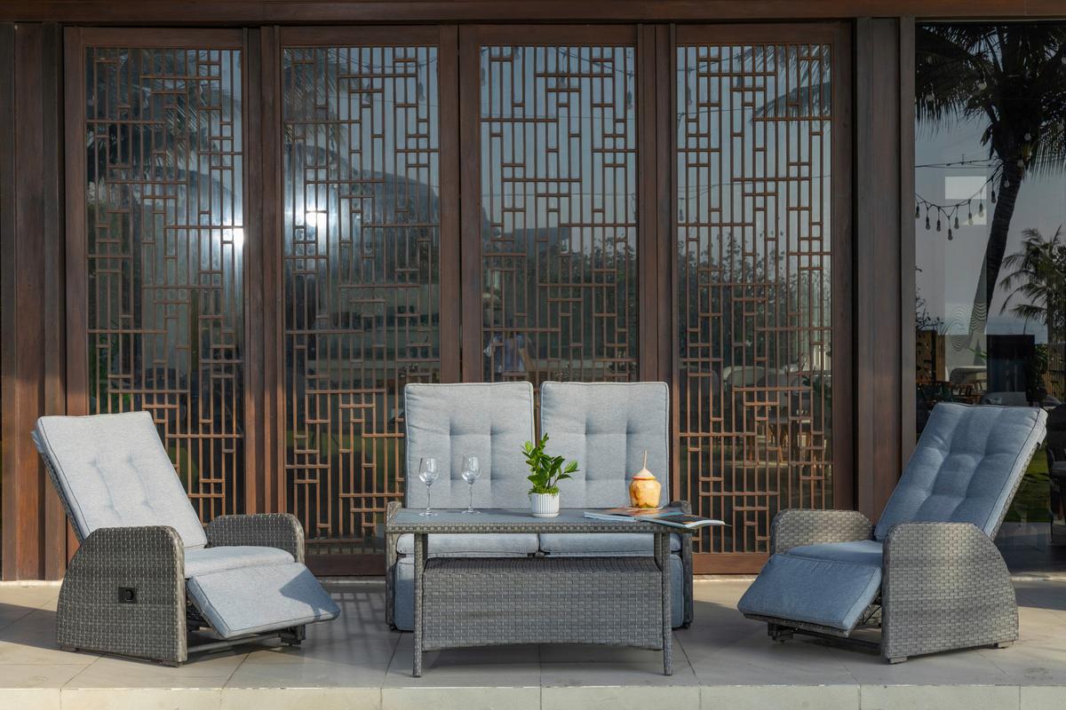 Lounge Garnitura Santander, Siva, 4-Delni Set - siva, Moderno, kovina/umetna masa - Beldano