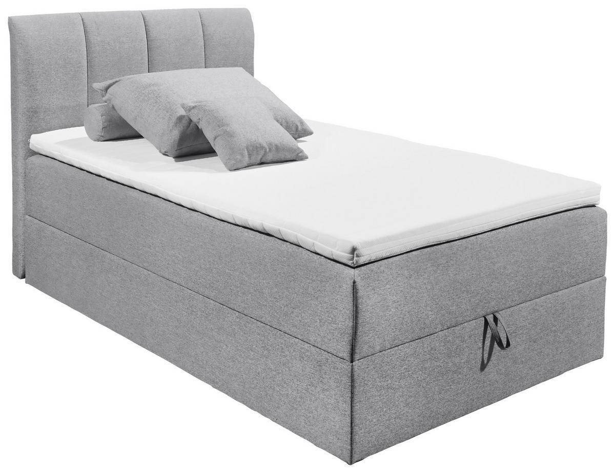Boxspringbett Granada ca. 120x200 cm Grau - Schwarz/Grau, Basics, Kunststoff/Textil (120/200cm) - MID.YOU