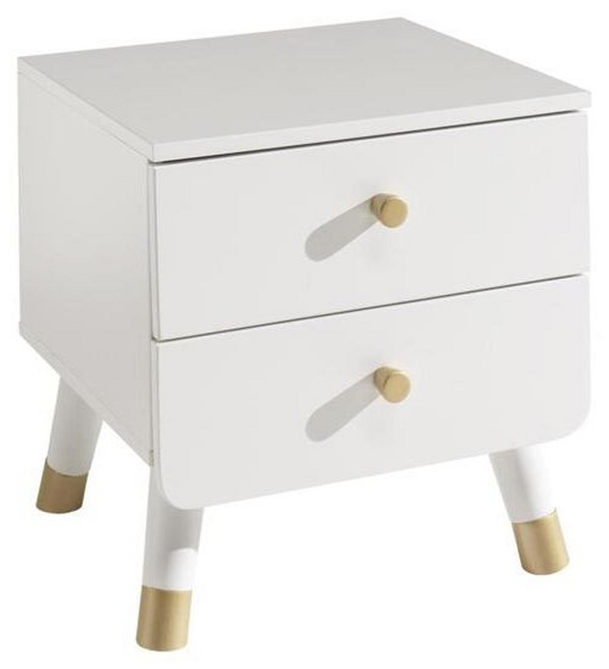 Kindernachtkästchen Weiß H: 45,2 cm Billy - Goldfarben/Weiß, KONVENTIONELL, Holzwerkstoff/Kunststoff (43/45,20/40cm) - MID.YOU