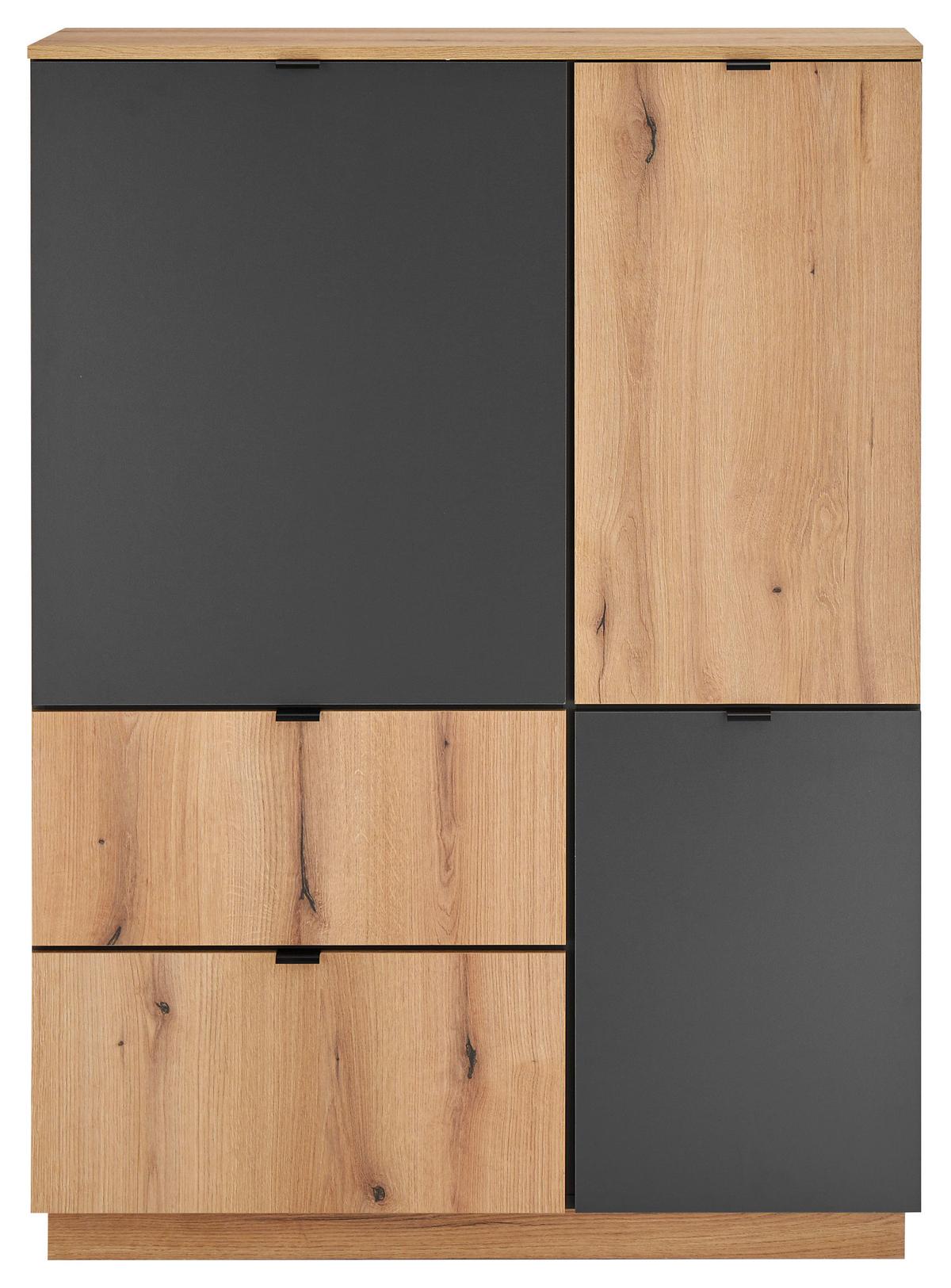 Visoka Komoda Vince Ii, Antracit, Barva Hrasta - črna/barve hrasta, Trend, umetna masa/leseni material (103/142/38cm) - Livetastic