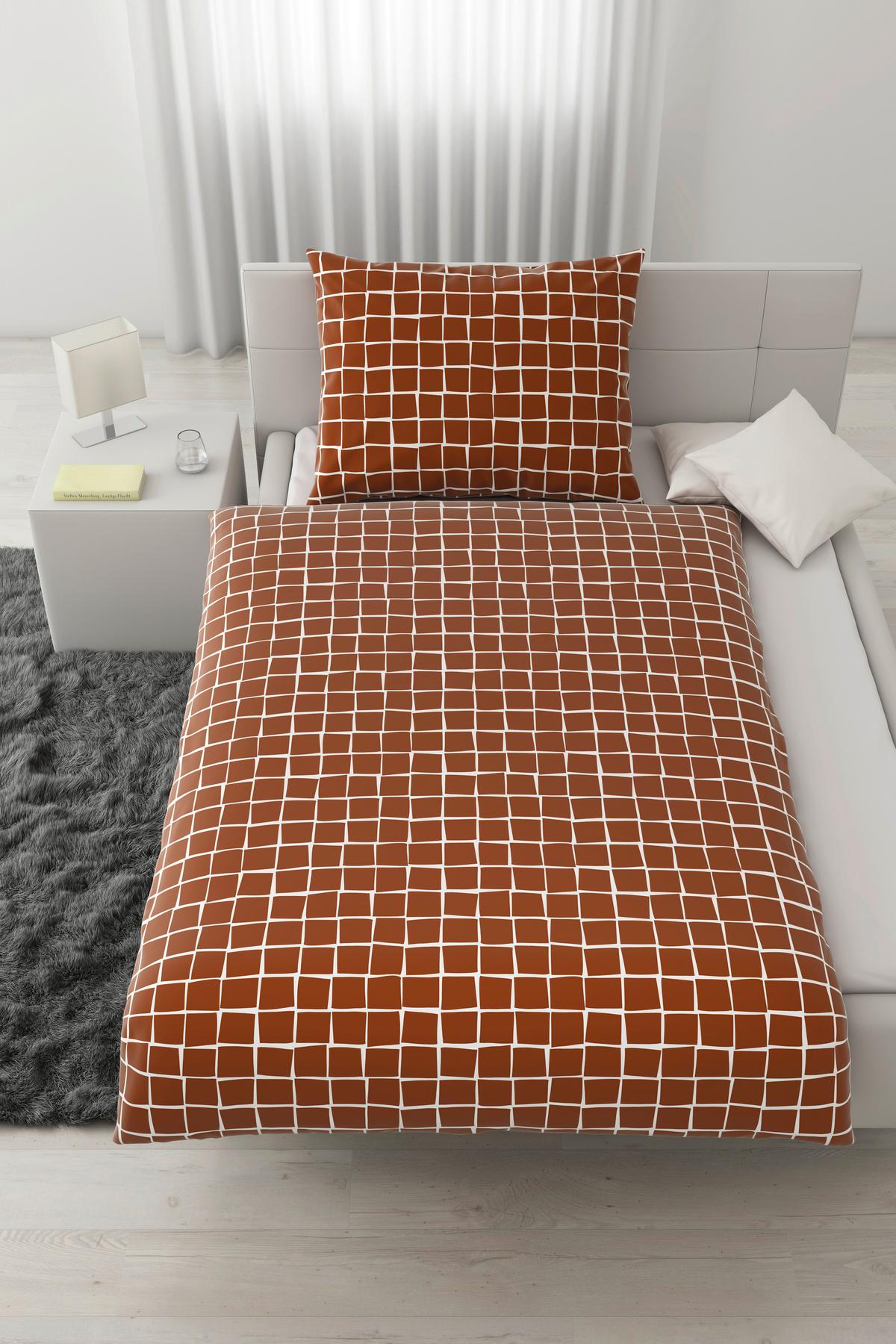 Ágyneműhuzat-garnitúra Square - barna/fehér, Konventionell, textil (140/200cm) - Modern Living