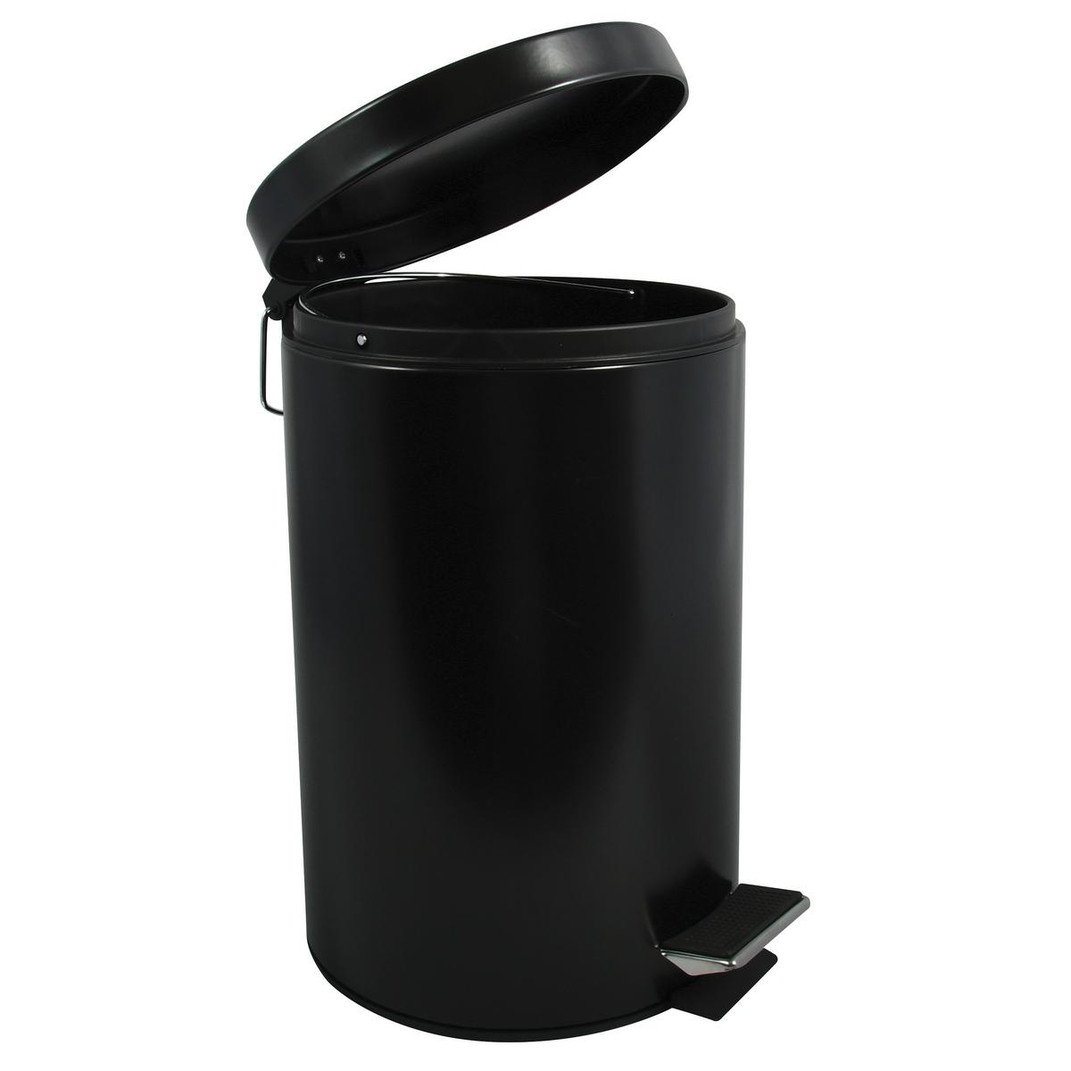 KOSZ NA ŚMIECI Z PEDAŁEM ABFALLEIMER STAHL SCHWARZ 12 L - czarny, Basics, tworzywo sztuczne/metal (25.1/39.4/25.1cm) - Spirella