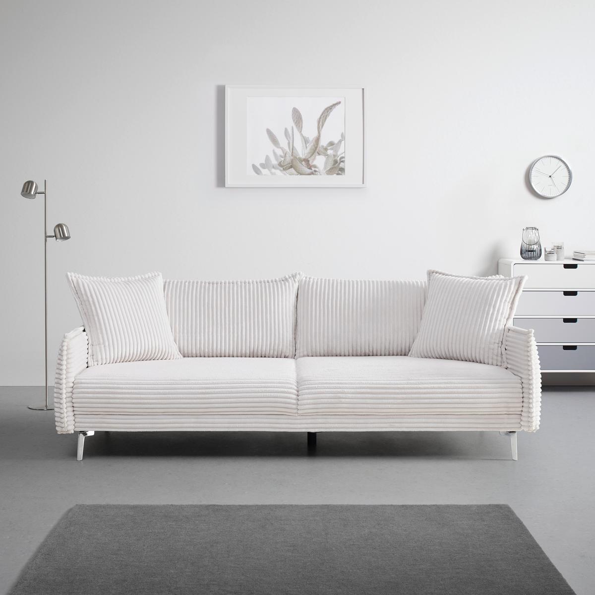 Bigsofa Kiss in Weiß - Chromfarben/Weiß, MODERN, Holzwerkstoff/Textil (241/90/117cm) - Mömax