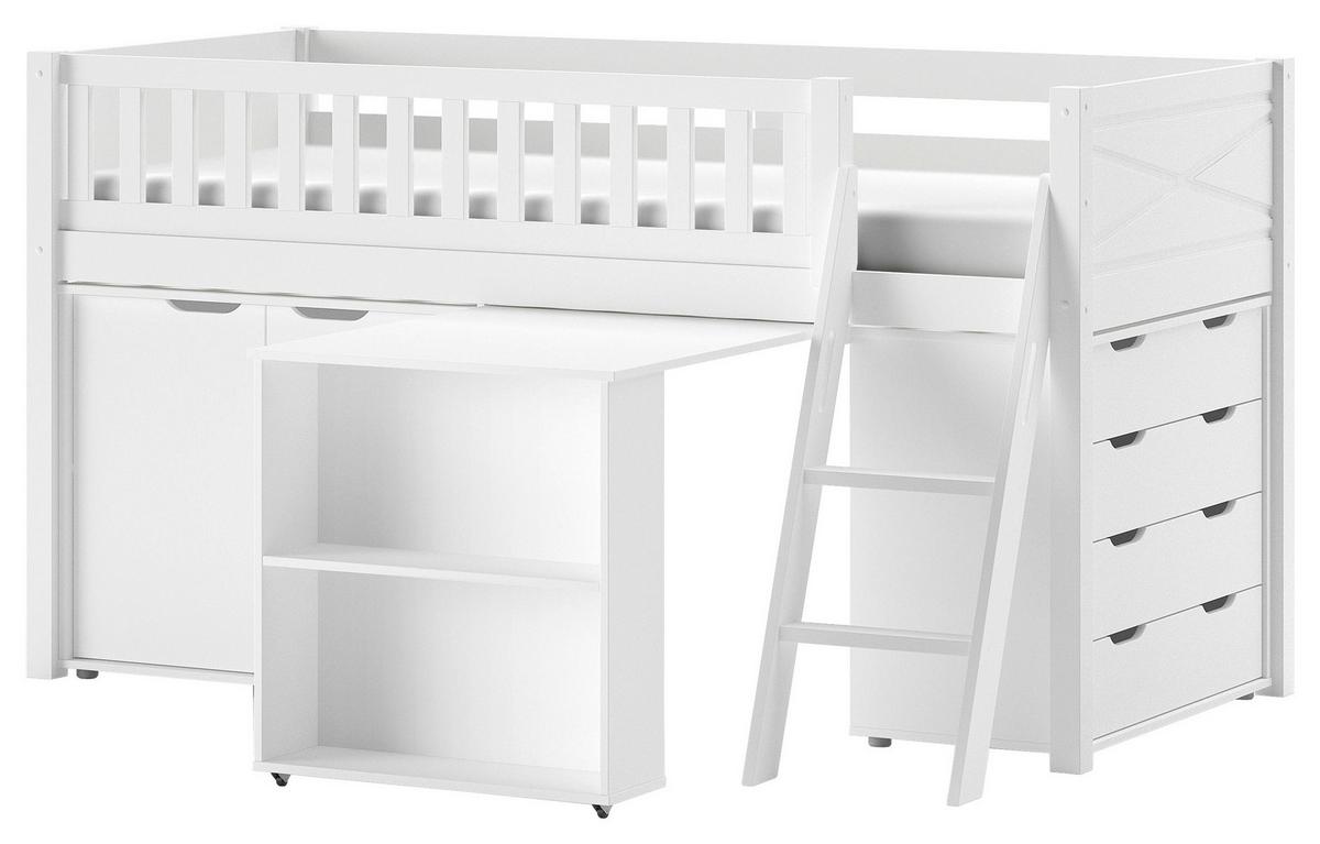 Spielbett SCOTT Weiß ca. 90x200 cm mit Schreibtisch - Weiß, MODERN, Holz/Holzwerkstoff (90/200cm) - Vipack