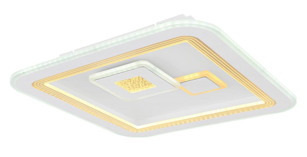 LED-Deckenleuchte Valeria in Opal/Weiß max. 40 Watt - Klar/Opal, Design, Kunststoff/Metall (46,6/46,6/7,4cm) - Globo