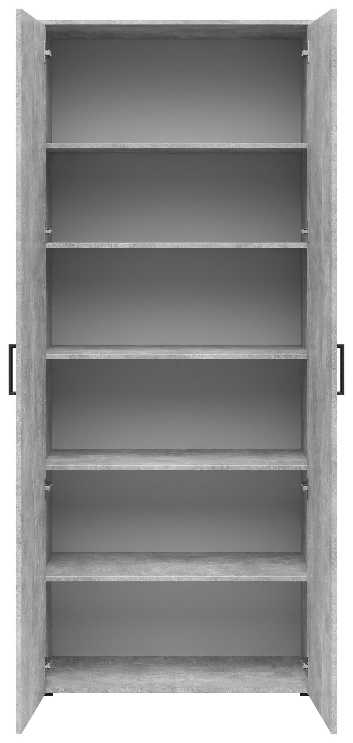 Schrank Multistauraum Betonoptik - Schwarz/Grau, MODERN, Holzwerkstoff/Kunststoff (80/195/40cm) - Mömax