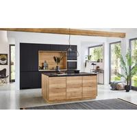 Einbauküche Easytouch Schwarz/Eichefarben - Eichefarben/Schwarz, MODERN, Holzwerkstoff (300cm) - Nobilia