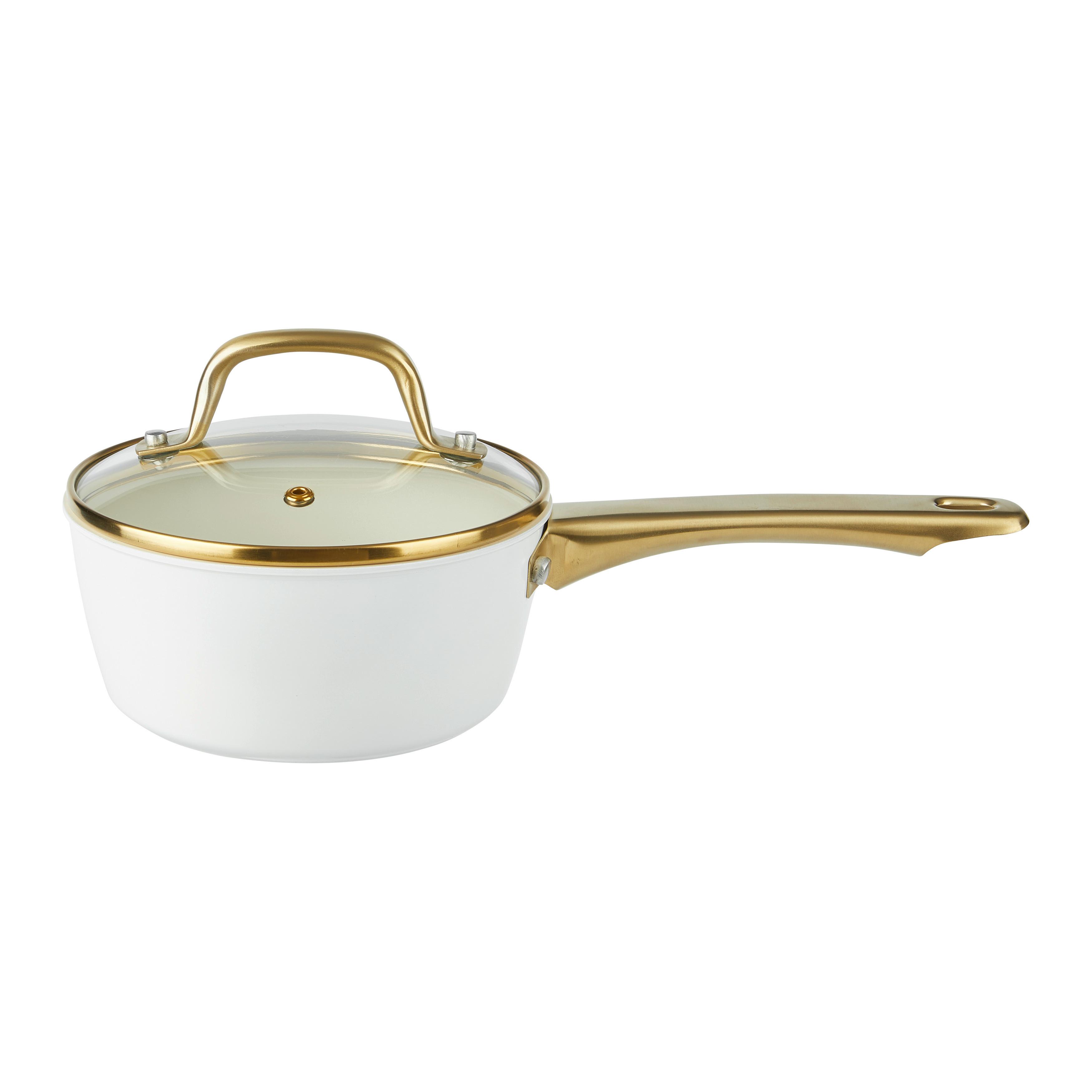 GRYT- OCH KASTRULLSET ELEGANCE - klar/vit, Klassisk, metall/glas - Mömax
