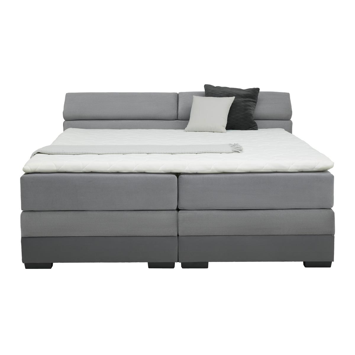 Boxspringbett Sevilla Grau ca. 140x200cm - Schwarz/Grau, KONVENTIONELL, Holz/Kunststoff (140/200cm) - Premium Living