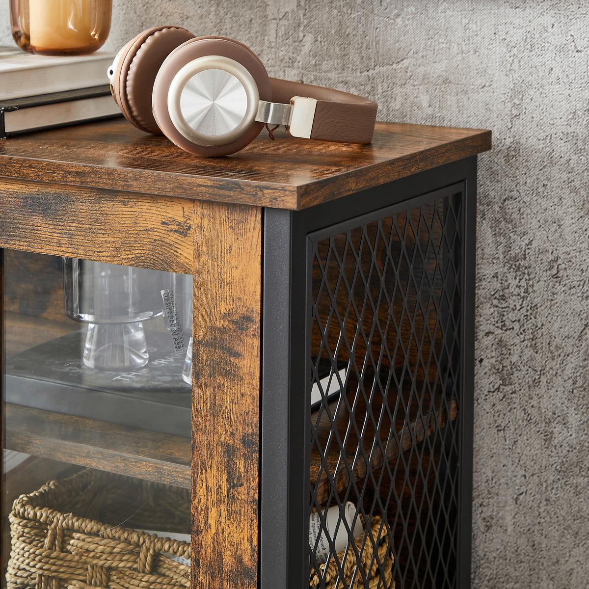 Highboard in Schwarz, Dunkelbraun ca. 60x108x30 cm - Dunkelbraun/Schwarz, Trend, Holzwerkstoff (60/108/30cm) - MID.YOU