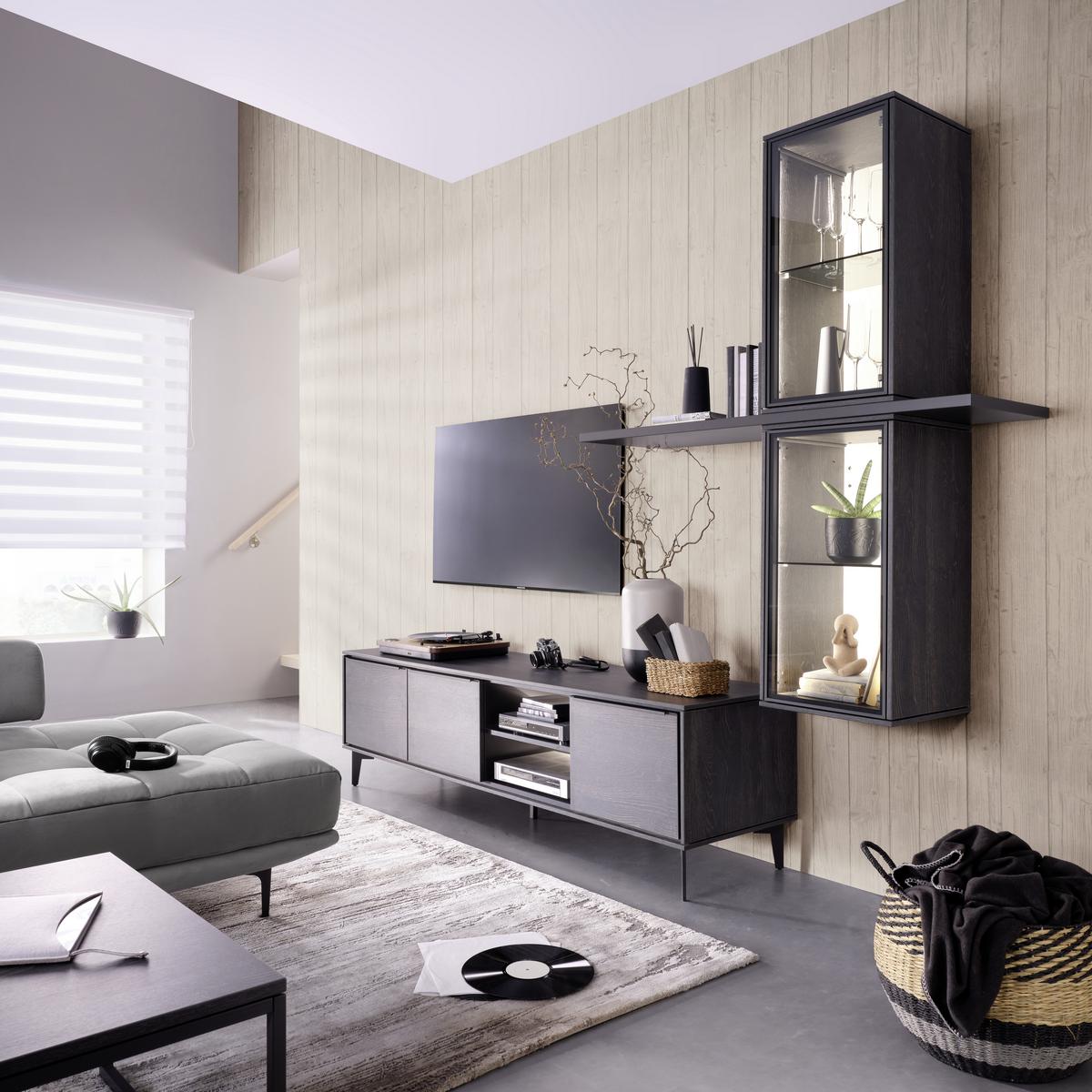 Hängeelement Aarhus in Anthrazit - Anthrazit/Schwarz, MODERN, Holzwerkstoff/Metall (38/73/37cm) - Premium Living