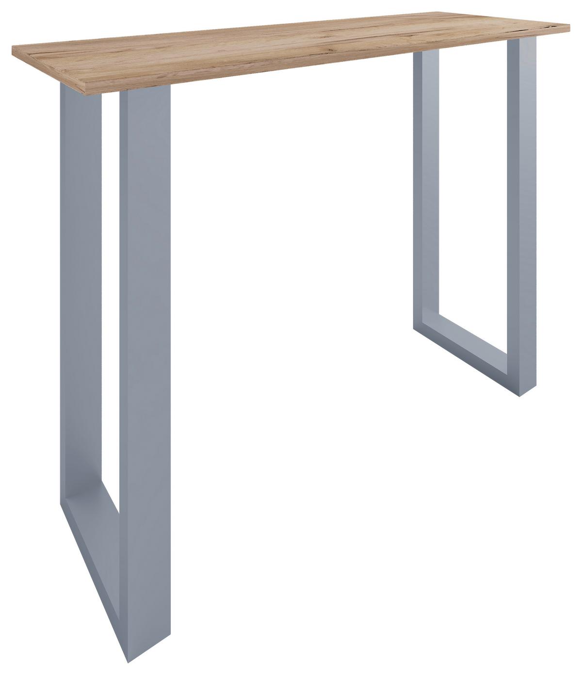Bartisch XONA Silber/Eiche ca.140x102x50cm - Eichefarben/Silberfarben, KONVENTIONELL, Holzwerkstoff/Metall (140/50/102cm)