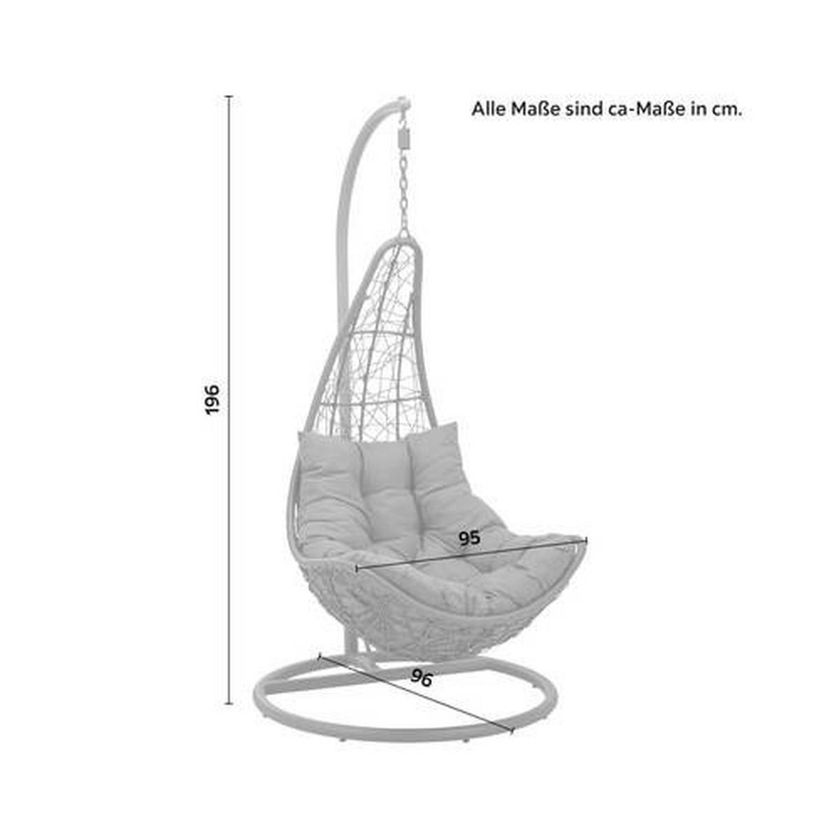 Fotoliu suspendat Rosi - gri închis, Modern, plastic/metal (95/196/96cm) - Bessagi Garden