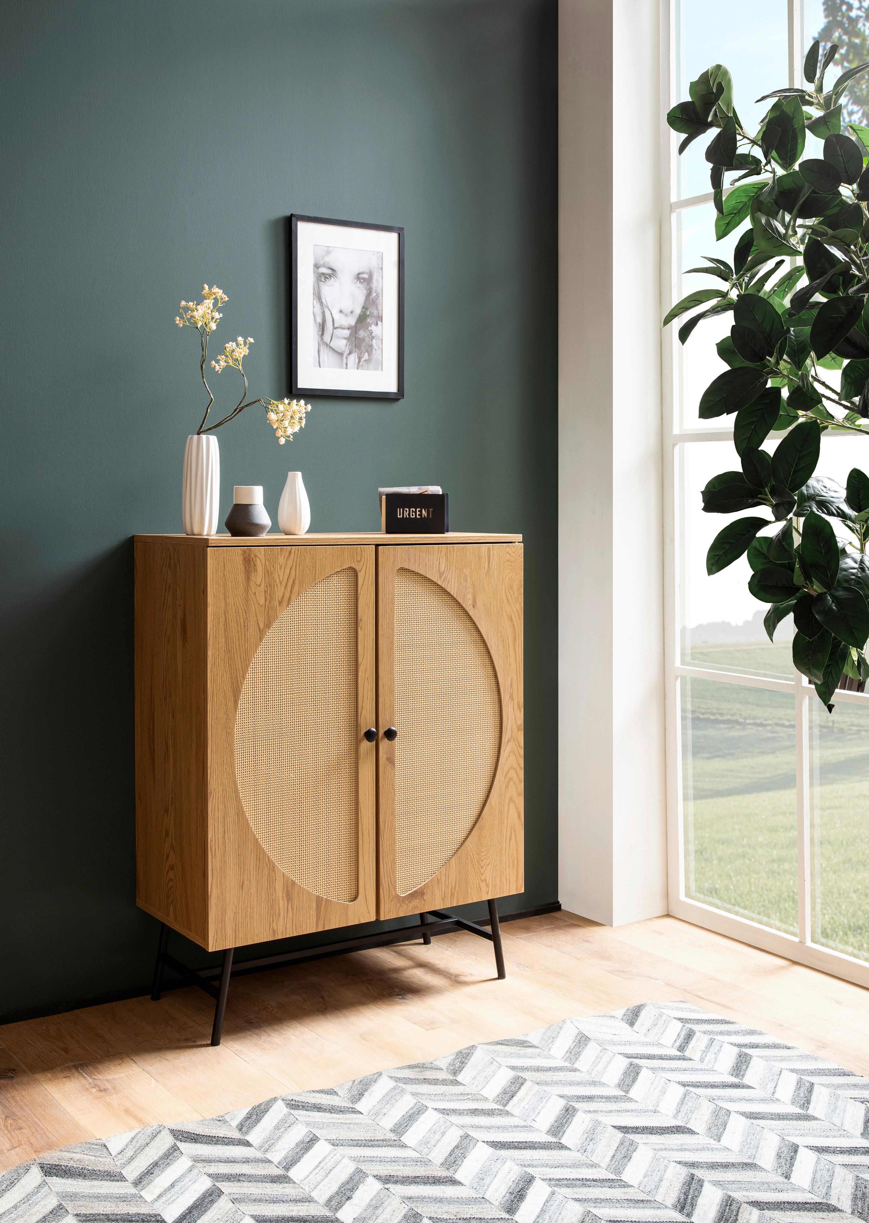SIDEBOARD WL6.893 - Eichefarben/Schwarz, Design, Holzwerkstoff/Metall (80/103/39cm) - MID.YOU