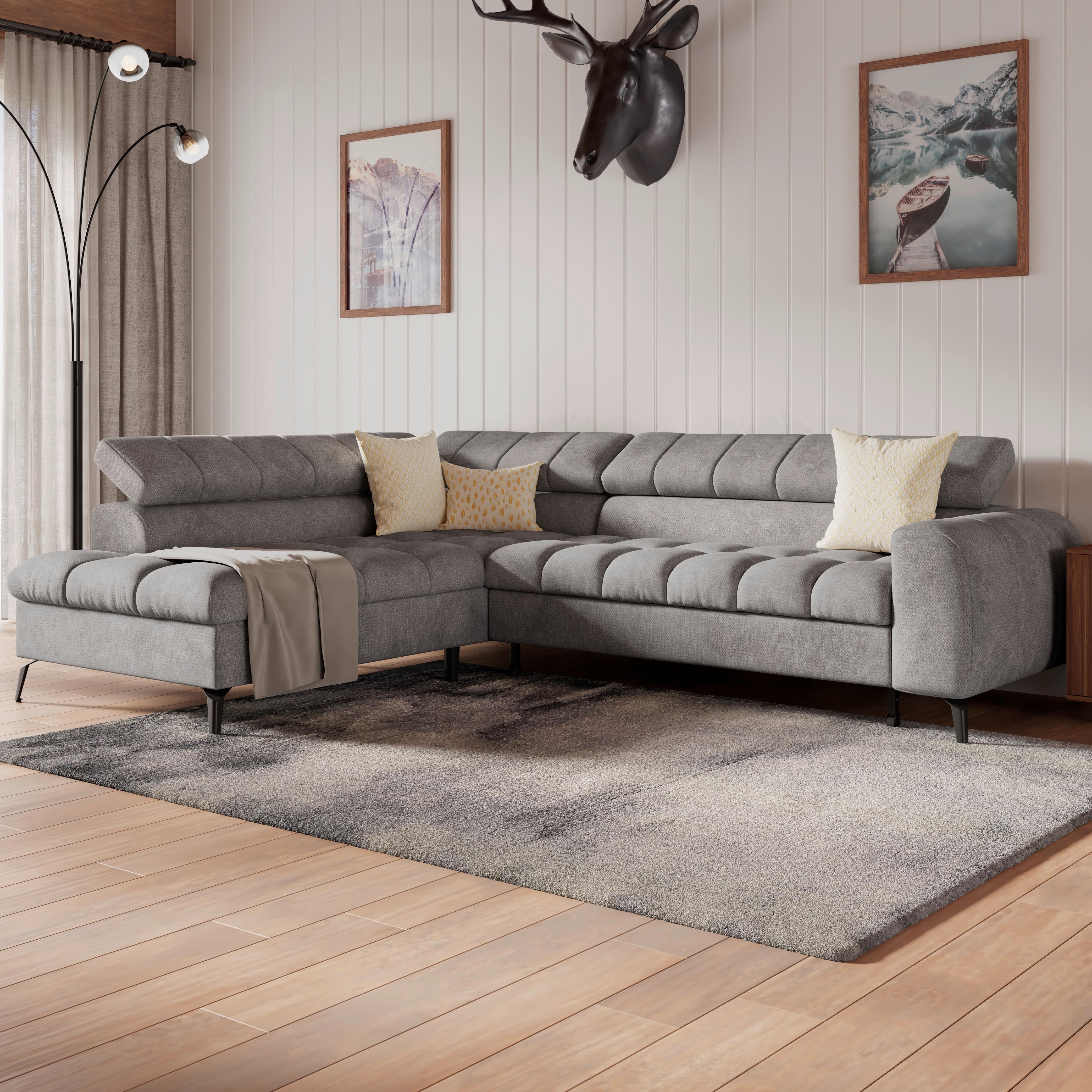 Kutna Garnitura Volf - siva/svijetlo siva, Trend, tekstil/metal (203/261cm)