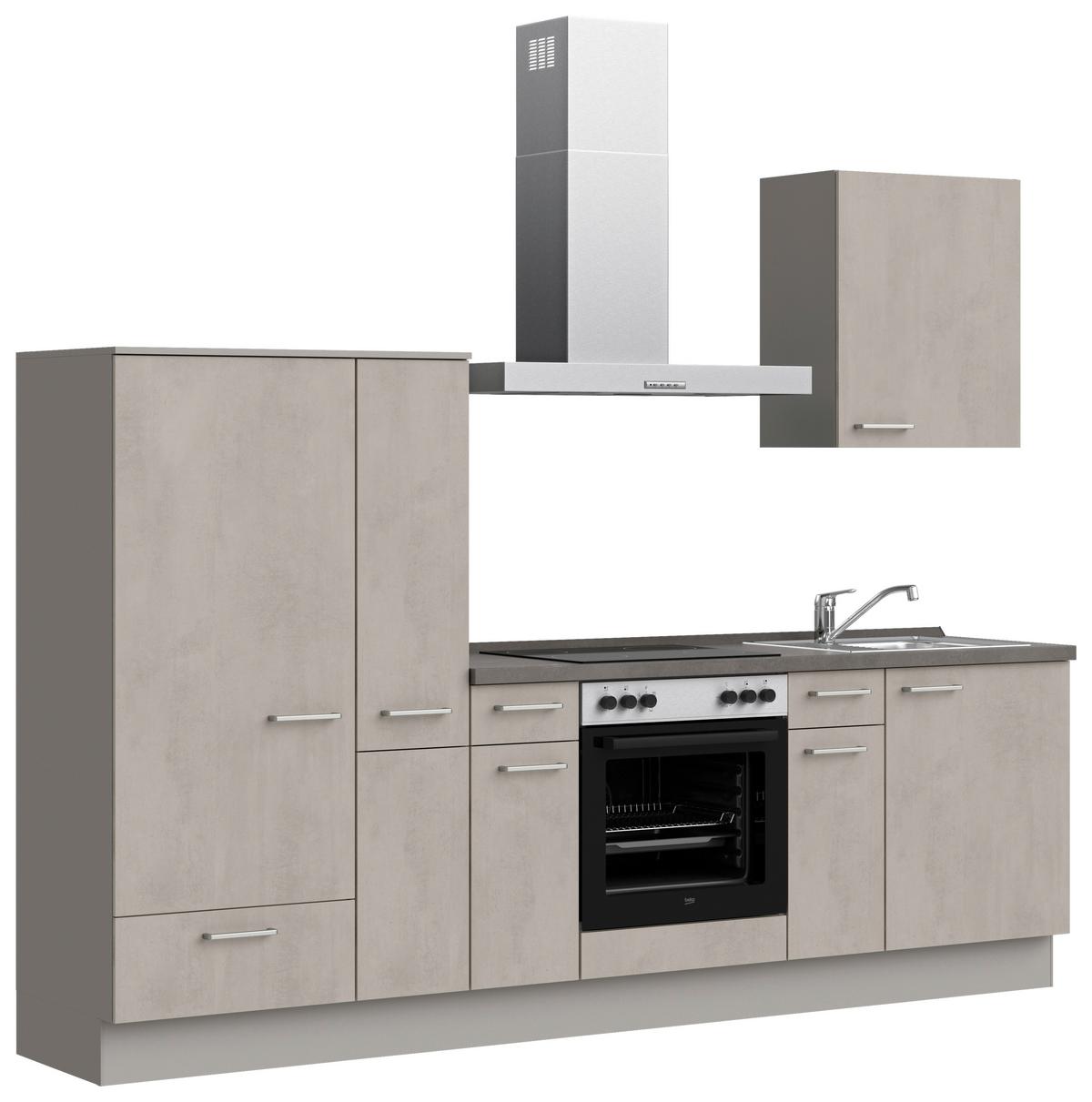 Küchenblock Riva Low m. Geräten Grau - Schieferfarben/Edelstahlfarben, MODERN, Holzwerkstoff/Metall (270cm) - Nobilia