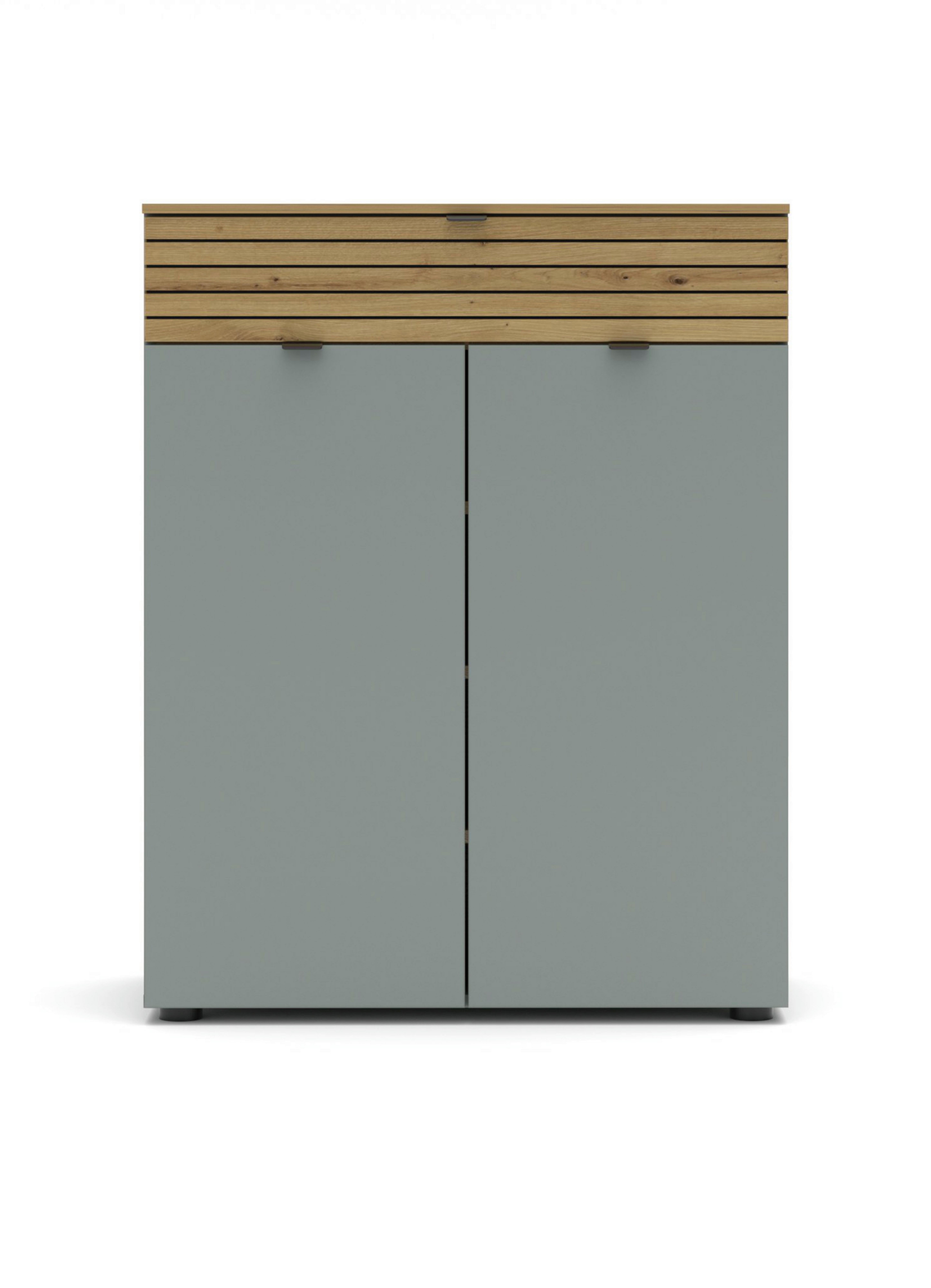 Kommode Bahia-M Grün/Eiche Artisan - Schwarz/Eiche Artisan, MODERN, Holzwerkstoff/Metall (81/101/39cm) - Mömax
