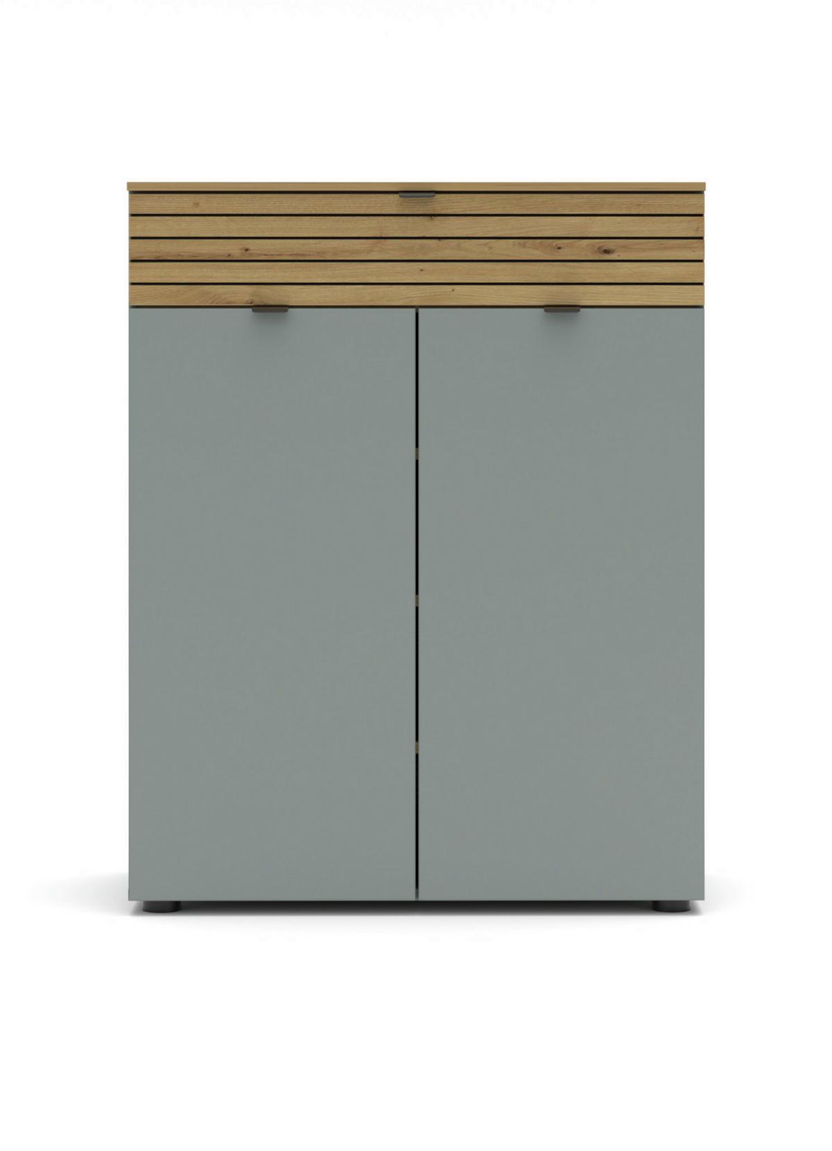 Kommode Bahia-M Grün/Eiche Artisan - Schwarz/Eiche Artisan, MODERN, Holzwerkstoff/Metall (81/101/39cm) - Mömax