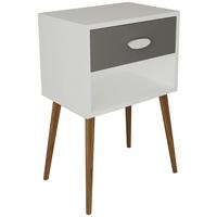 Nočna Omarica Singol Xl, Bela, Antracit - bela/medeni hrast, Moderno, leseni material (45/70/30cm) - MID.YOU