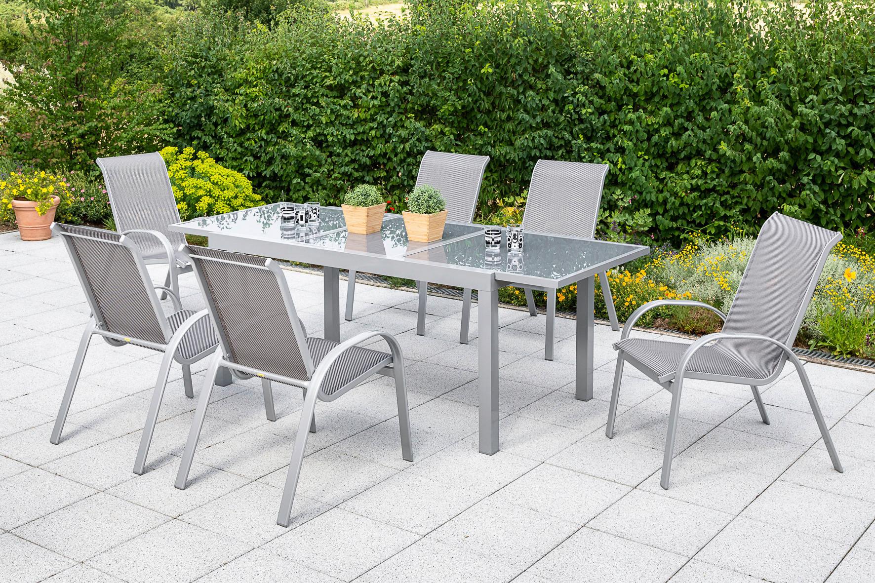 GARTENSET AMALFI - Silberfarben/Braun, MODERN, Textil/Metall - Gardenson