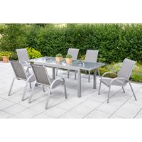 GARTENSET AMALFI - Silberfarben/Braun, MODERN, Textil/Metall - Gardenson