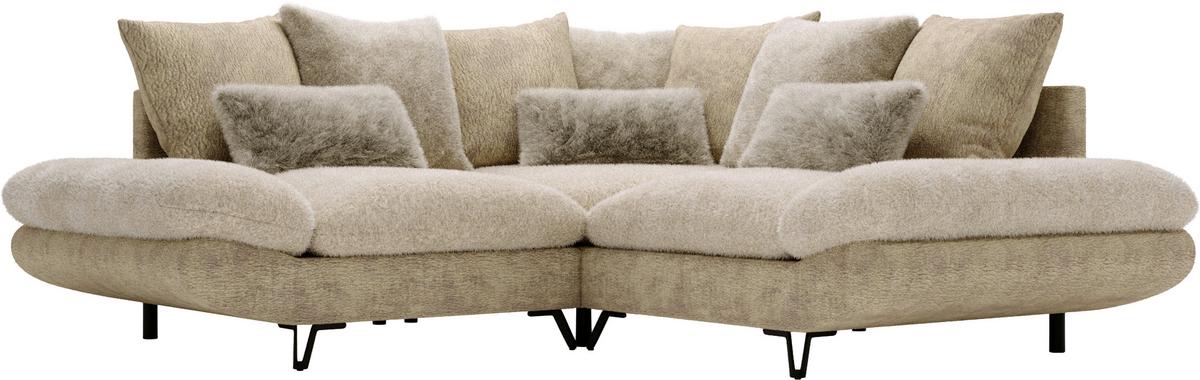 Wohnlandschaft Bormio Beige - Beige/Schwarz, MODERN, Textil/Metall (276/276cm) - Premium Living