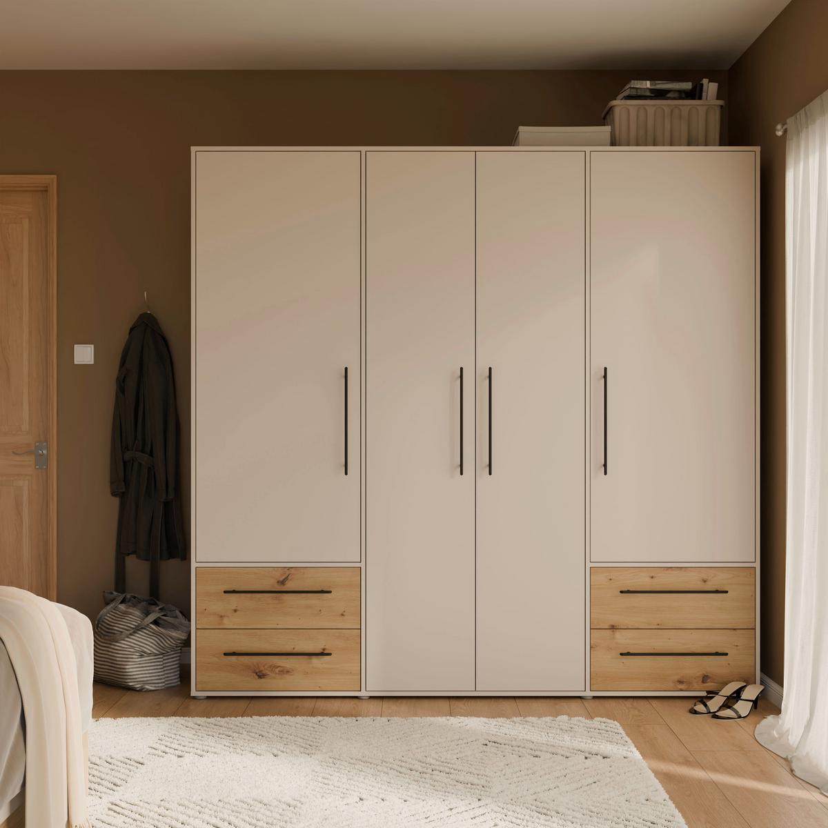 Ormar S Klasičnim Vratima Mokkaris - boje hrasta/boje pijeska, Konvencionalno, drvni materijal/plastika (205,9/200,1/58,8cm) - Modern Living