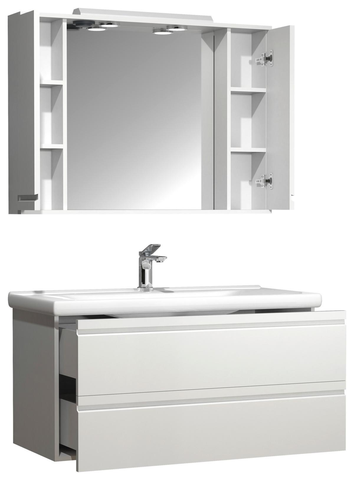 Kopalnica Silora Xl, Bela - bela, Moderno, steklo/leseni material (100cm) - MID.YOU
