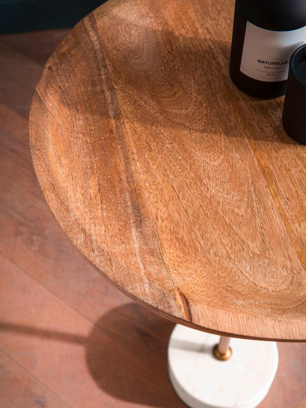 BEISTELLTISCH WL7.217 - Weiss/Eichefarben, Design, Holz/Stein (40/40/55cm) - Livetastic