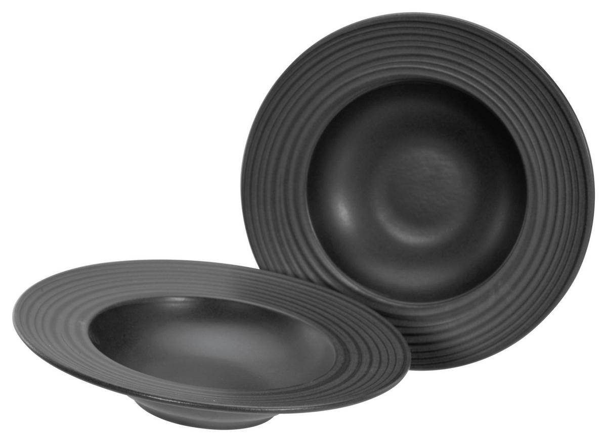 Set Krožnikov Za Testenine Lava Stone Black, 2-Delni - črna, Trend, keramika (27cm) - Creatable