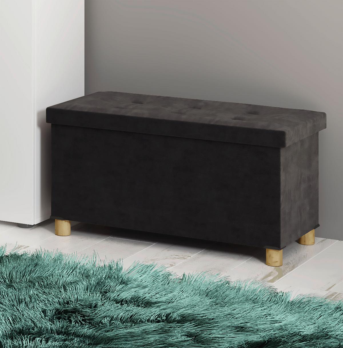 Klop S Skrinjo Sizos L, Siva - rjava/antracit, Moderno, tekstil/leseni material (76/40/38cm) - MID.YOU