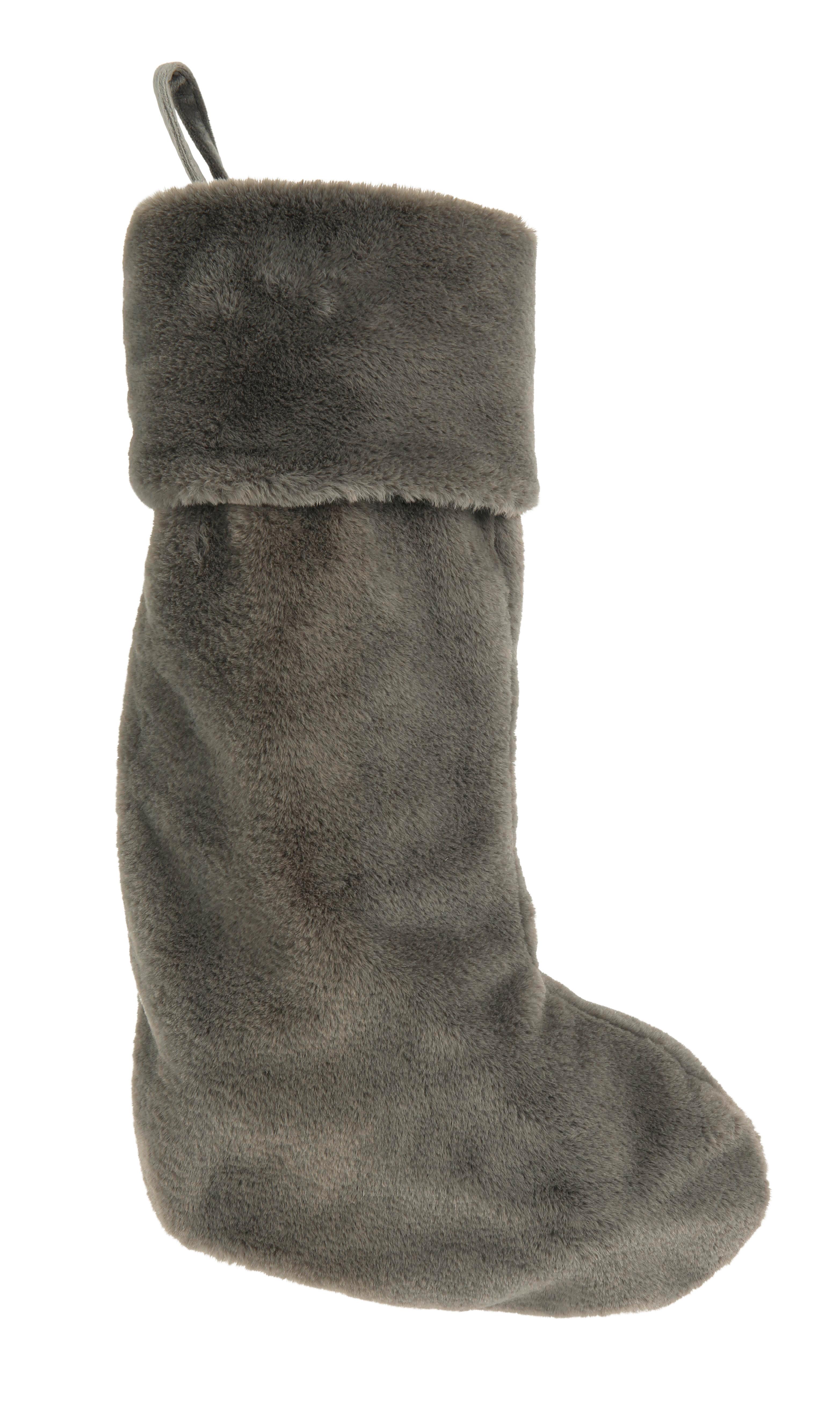 Karácsonyi Zokni Liz - antracit, szőrme (20/40cm) - Modern Living