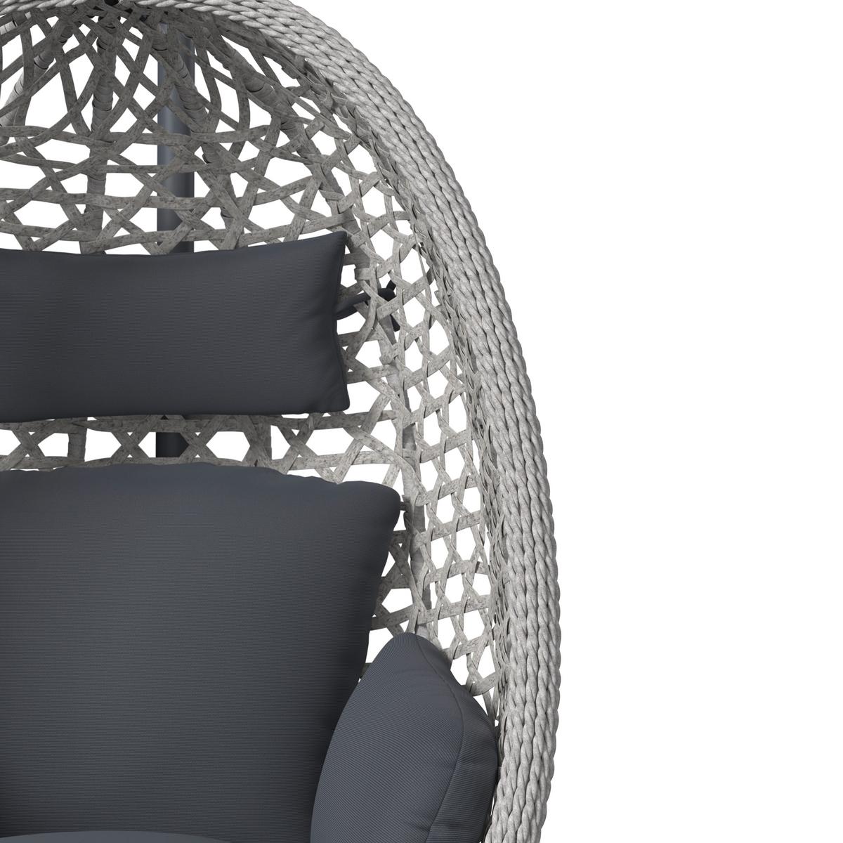 Függőfotel Amy - natúr színű/sötétszürke, Modern, műanyag/textil (95/196/103cm)