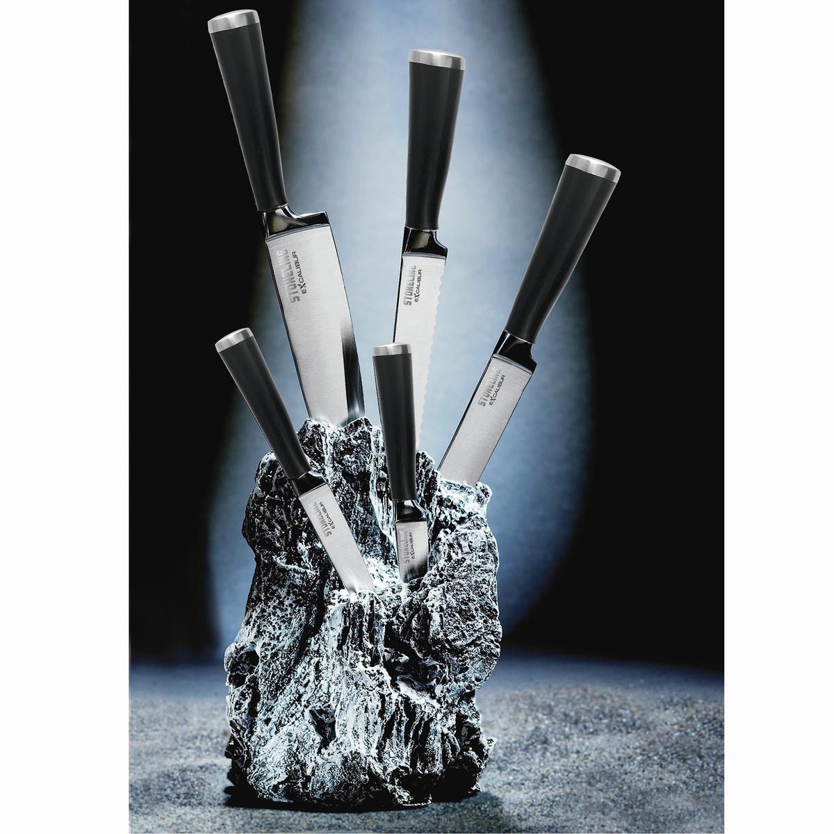 Messerblock Anthrazit, 6-teilig - Anthrazit, Basics, Metall (23,5/39cm) - Stoneline
