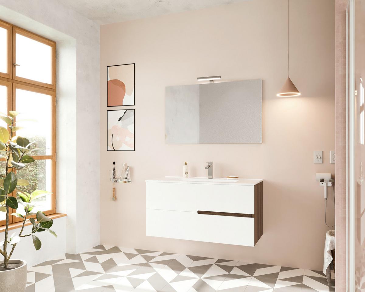 MASCĂ PENTRU LAVOAR EVA - nucă/alb lucios intens, Modern, material pe bază de lemn (100/51/46cm)