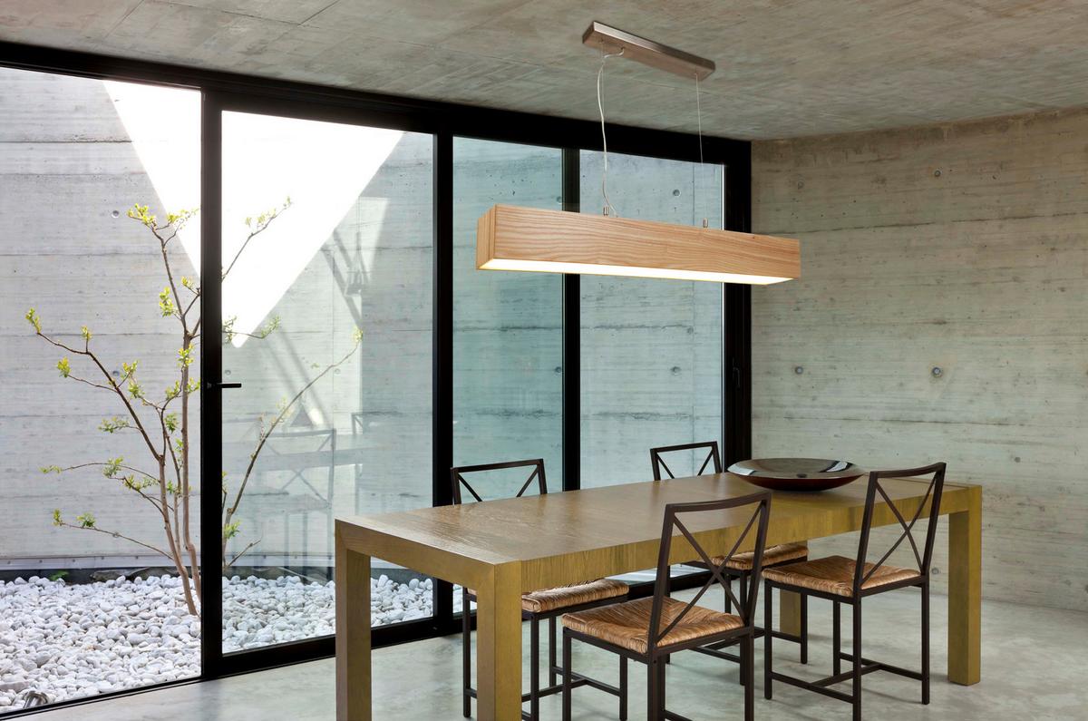 Led Függeszték Ash Led 7231 - natúr színű/ezüstszínű, Natur, műanyag/fa (122/12/11.5cm)