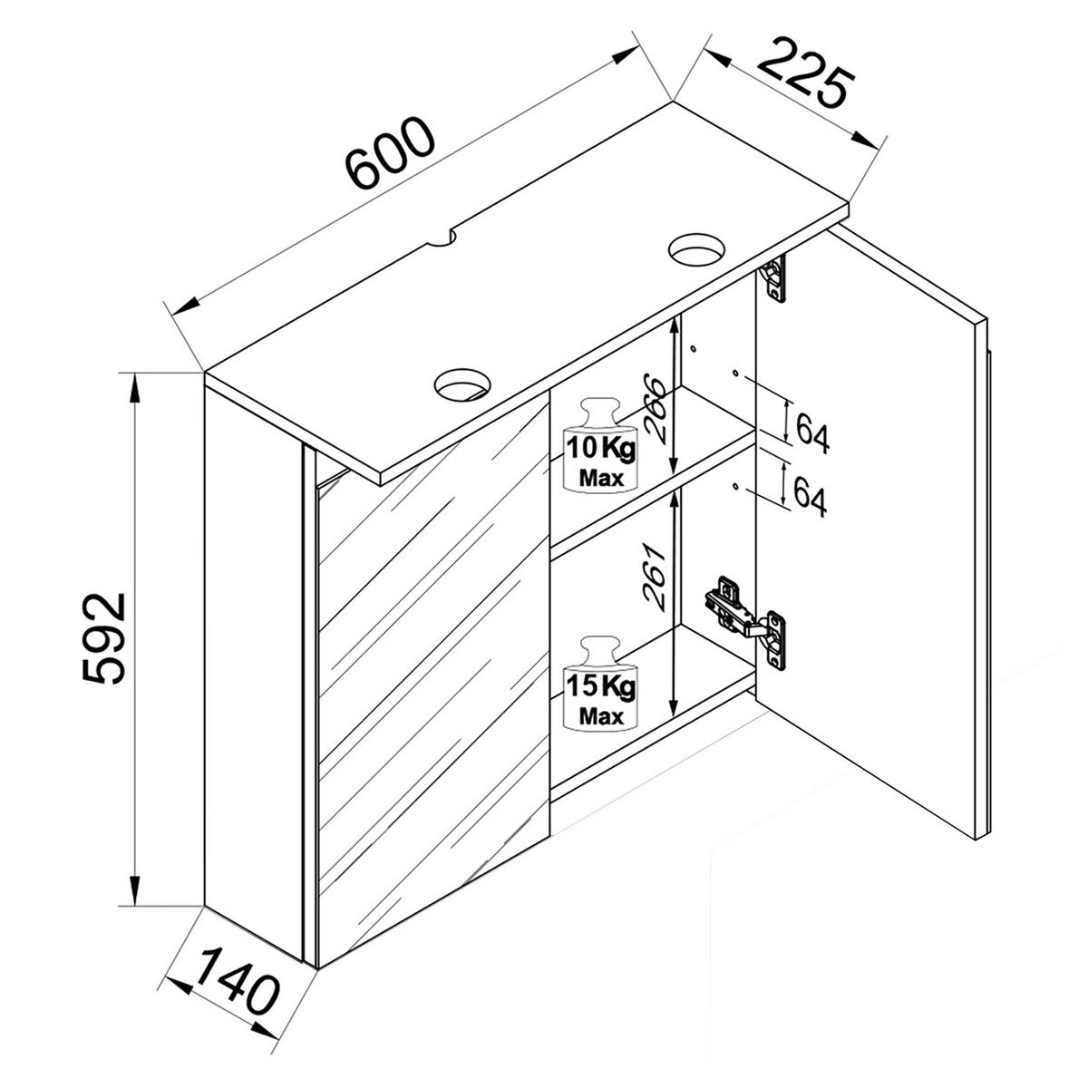 Spiegelschrank Cosila - Honigeiche/Anthrazit, Trend, Glas/Holzwerkstoff (60/59/23cm) - MID.YOU