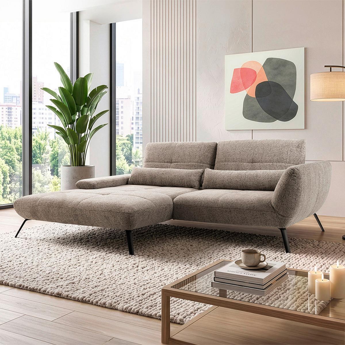 Wohnlandschaft Trendy Plus links Taupe/Beigebraun - Taupe/Beigebraun, MODERN, Textil (273/207cm) - Premium Living