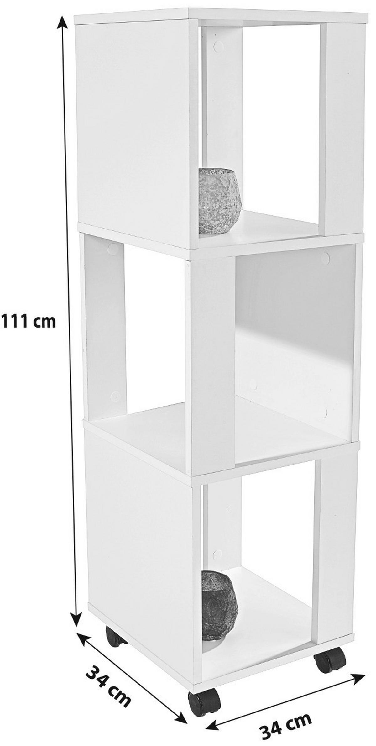 Görgős Polc Fehér Színben Rolly 2 - fehér, Modern, műanyag/faalapú anyag (34/111/34cm)