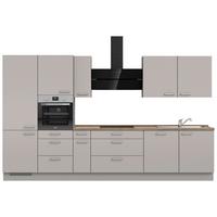 Küchenblock Touch High m. Geräten Grau - Eiche dunkel/Edelstahlfarben, MODERN, Holzwerkstoff/Metall (360cm) - Nobilia