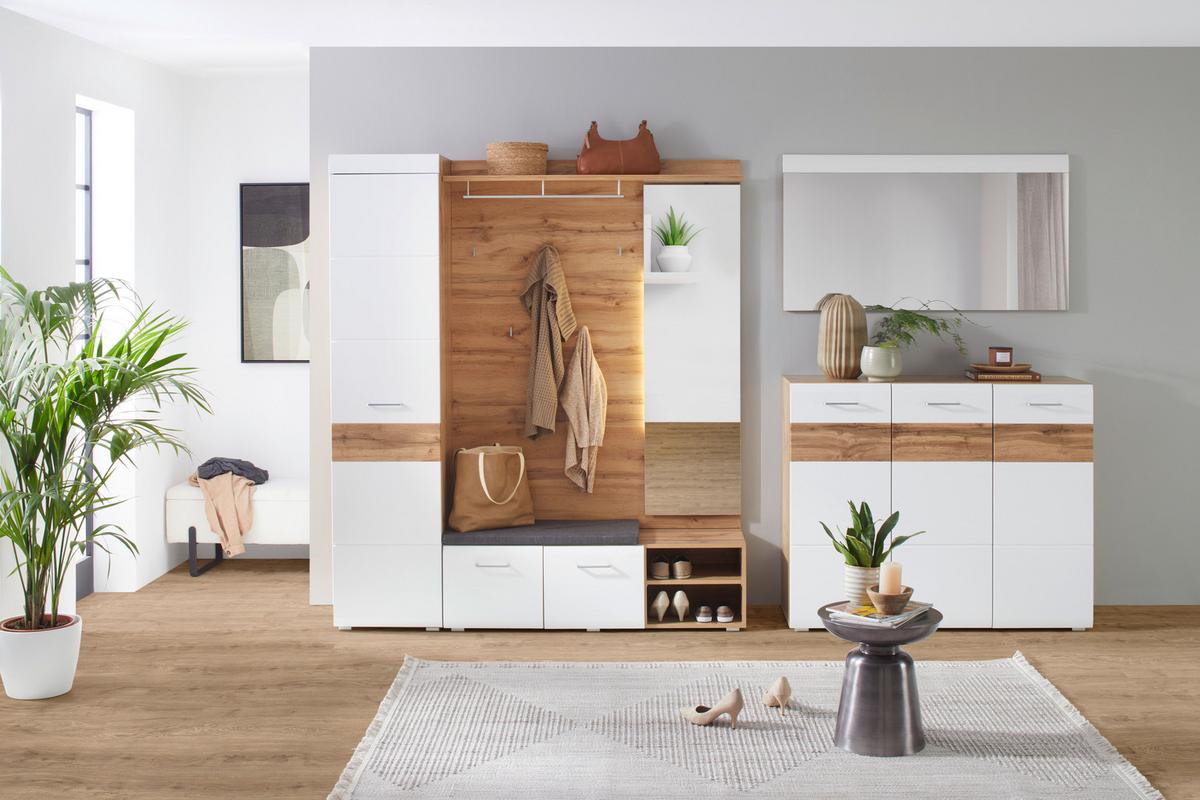 Garderobenschrank in Weiß/Eichefarben - Eichefarben/Weiß, KONVENTIONELL, Holzwerkstoff (46/200/40cm) - Mömax