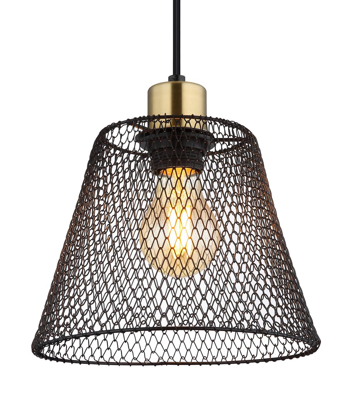 Hängeleuchte Baku Schwarz/Gold max. 40 Watt - Goldfarben/Schwarz, Design, Kunststoff/Metall (20/120cm) - Globo