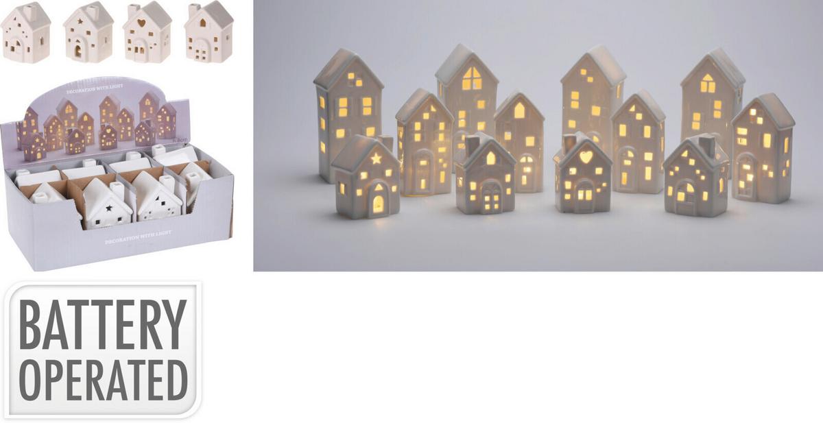 LED Dekor Házikó Joy - fehér, kerámia (6/5.8/8.7cm)