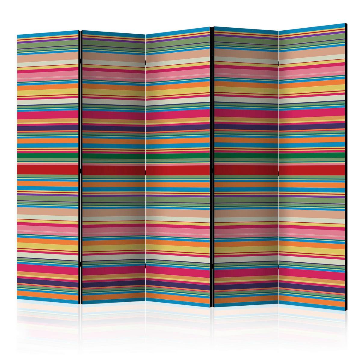 Paravan Subdued Stripes I, 5-Delni, Dvostranski - temno zelena, Basics, tekstil/les (225/172/3cm) - artgeist