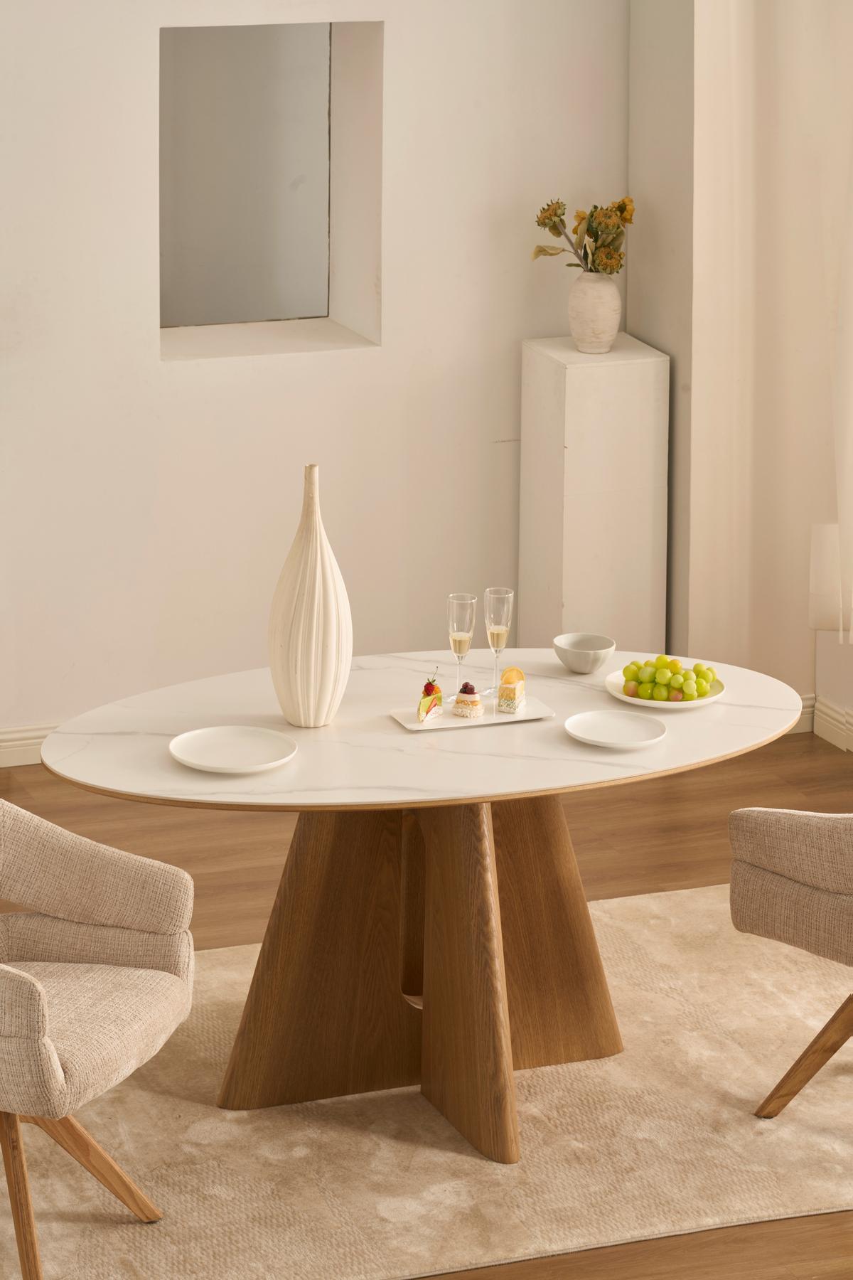 Jedilna Miza Otis, Barva Hrasta, Bela, 160x90 - barve hrasta/bela, Moderno, kamen/leseni material (160/90/75cm) - Livetastic
