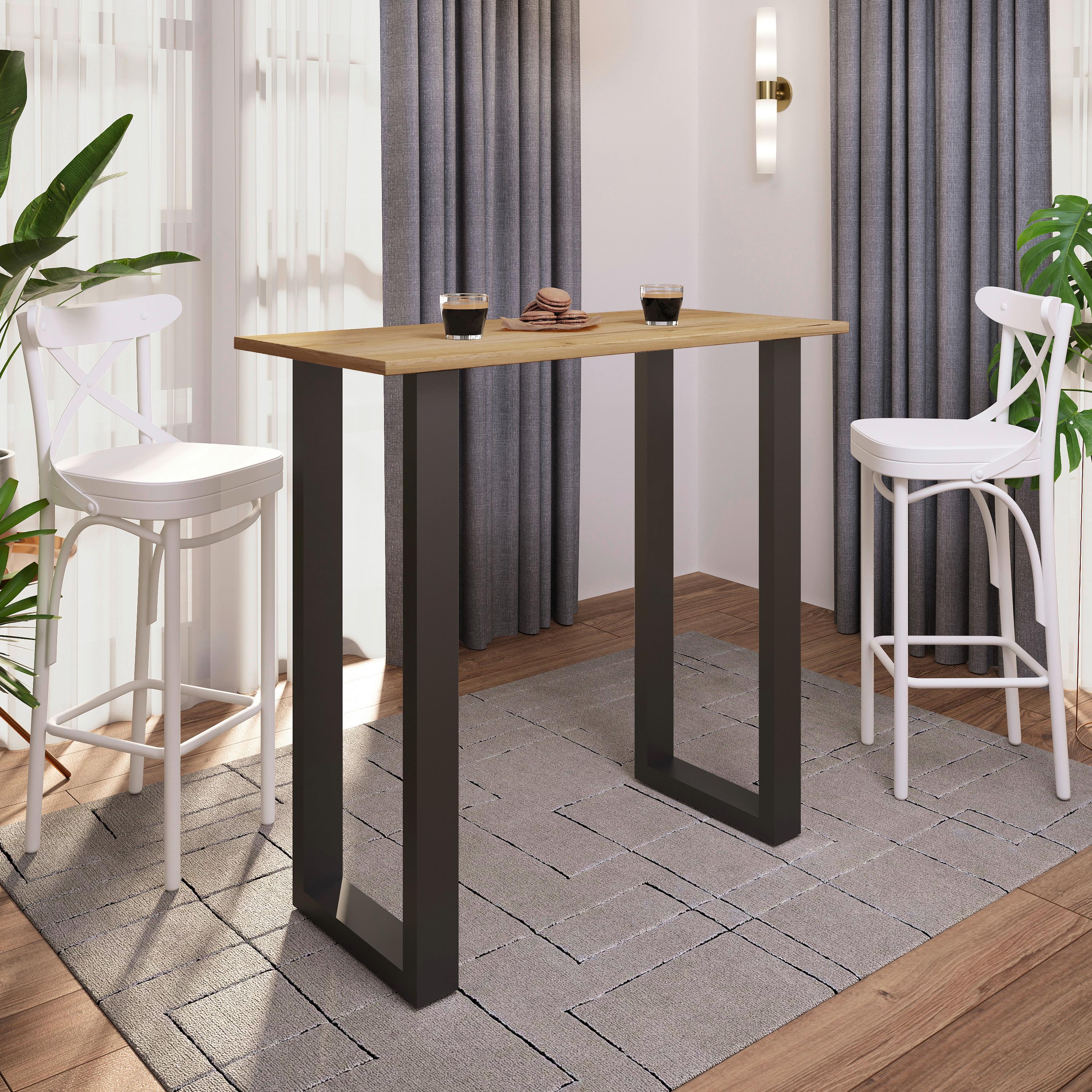 Bartisch XONA Honig/Schwarz ca.110x102x50cm - Schwarz/Honig, KONVENTIONELL, Holzwerkstoff/Metall (110/50/102cm)