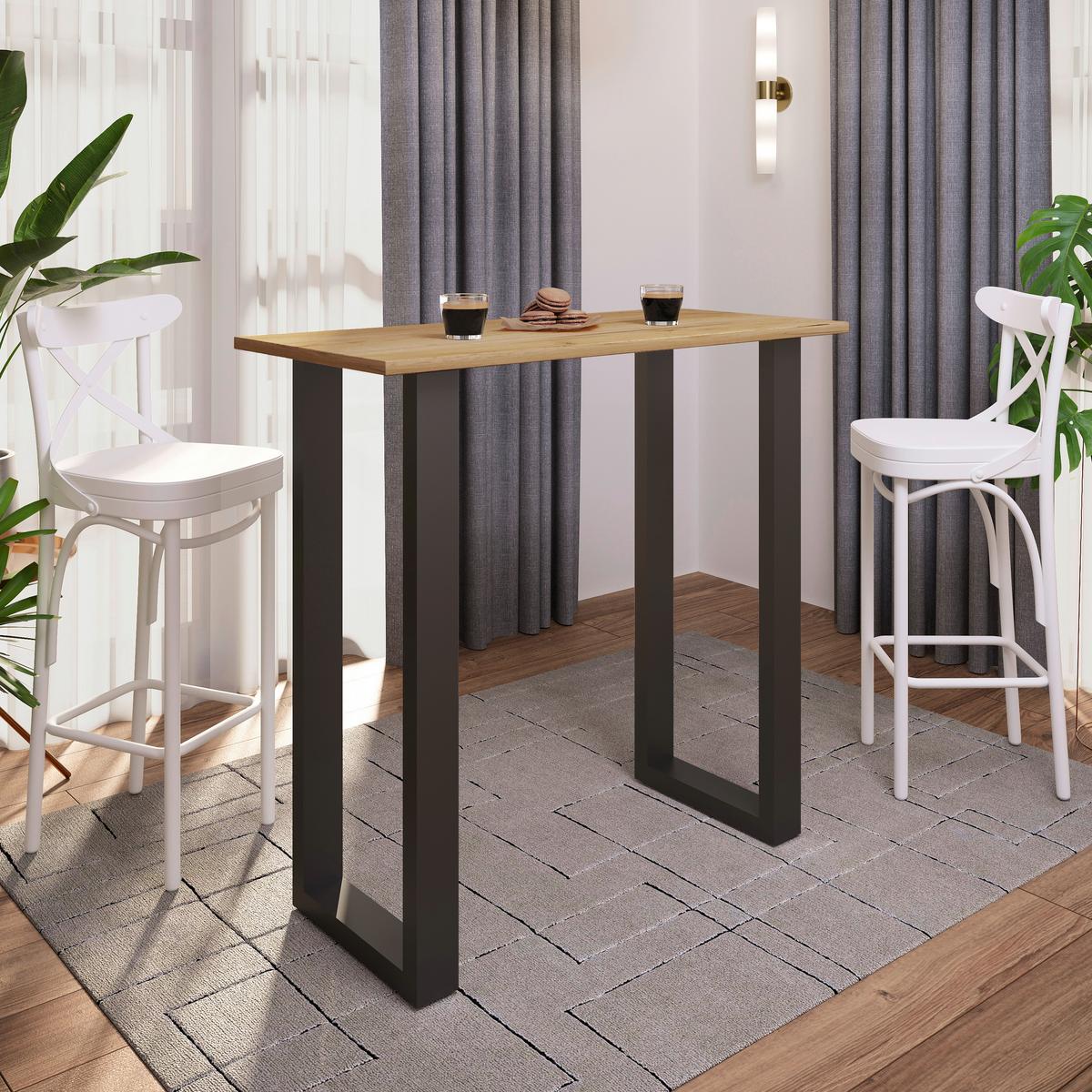 Bartisch XONA Honig/Schwarz ca.110x102x50cm - Schwarz/Honig, KONVENTIONELL, Holzwerkstoff/Metall (110/50/102cm)